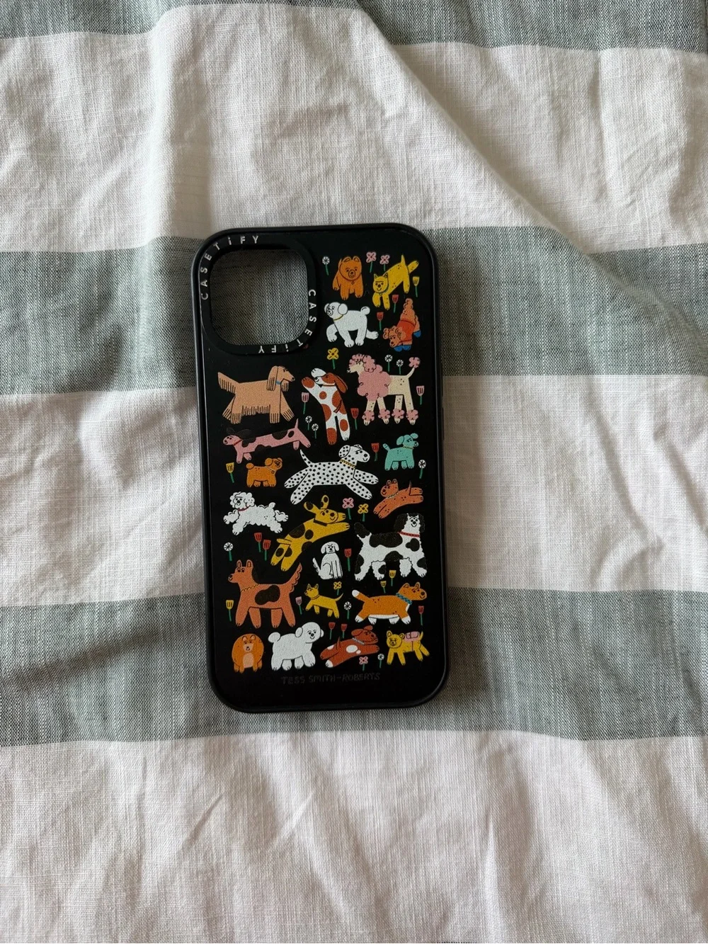 Playful Dog Pattern Black Phone Case